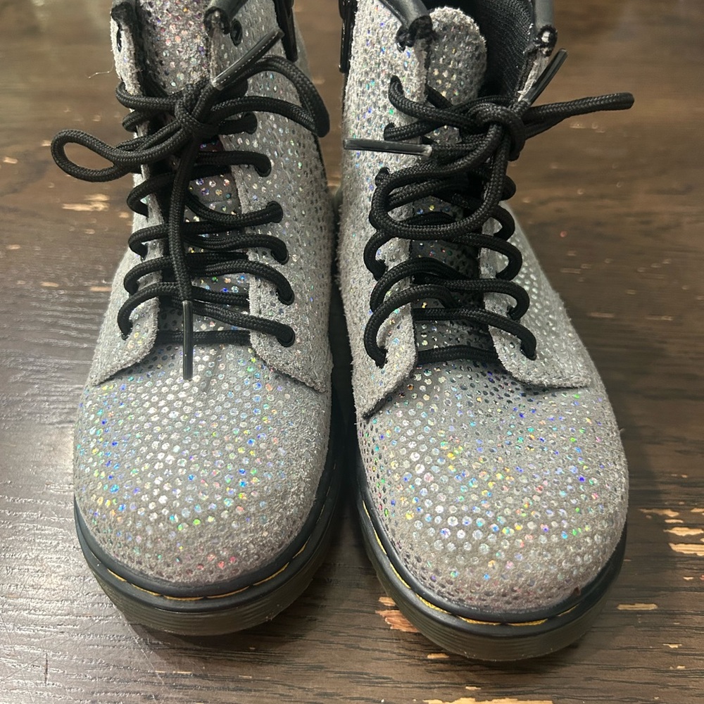 Sparkling Silver Lace-Up Boots